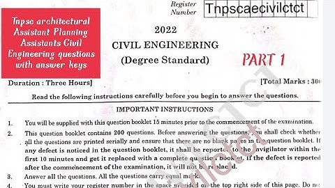 Tnpsc architectural Assistant Planning Assistants Civil engineering questions with answers keys 2022