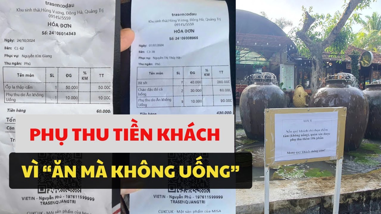 Lạ lùng chuyện phụ thu tiền khách vì 'ăn mà không uống'