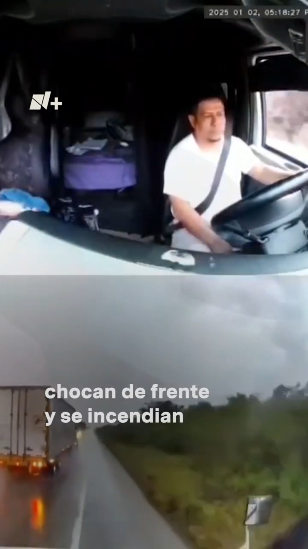 Choca tráiler contra pipa con combustible - N+ #Shorts