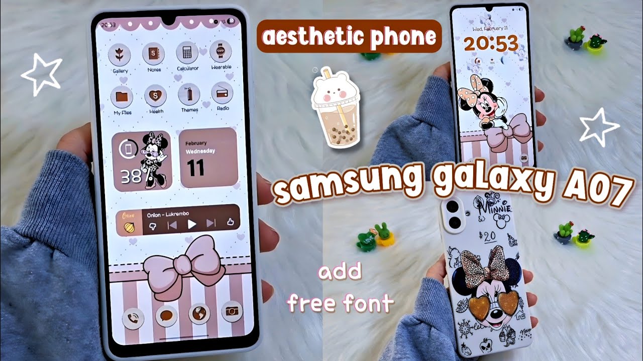 customize my samsung galaxy a07 with me 🧸🤎 after the one ui 8 ✨️ beige theme