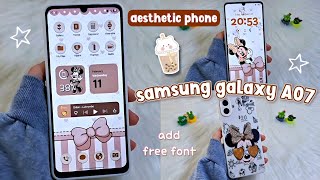 customize my samsung galaxy a07 with me 🧸🤎 after the one ui 8 ✨️ beige theme screenshot 1