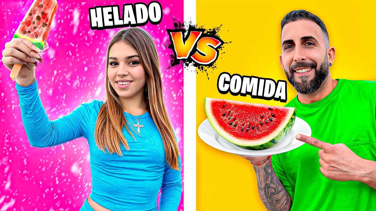 RETO HELADO VS COMIDA REAL | Familia Amiguindy