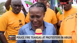 POLICE FIRE TEARGAS AT PROTESTERS IN ABUJA