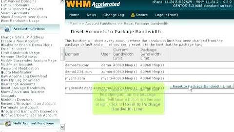 How to reset an account to its package