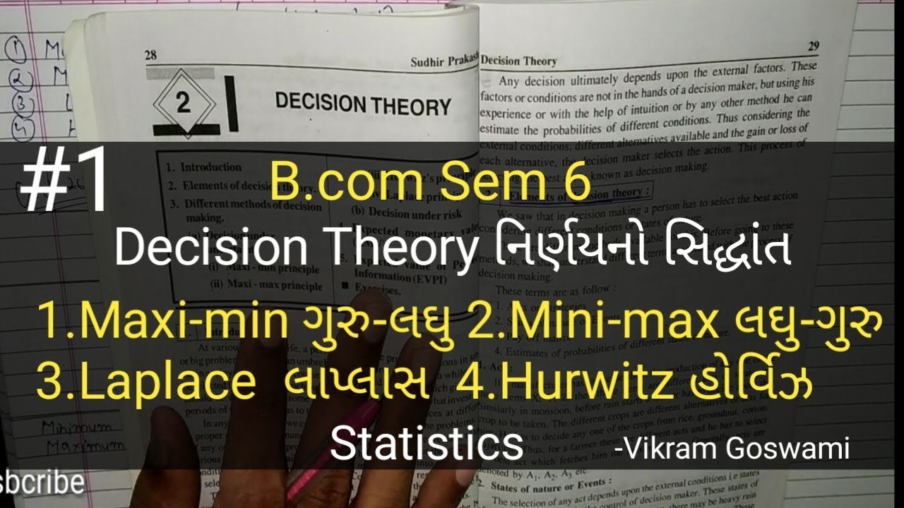 #1 Decision Theory નિર્ણયનો સિદ્ધાંત | Hurwitz & Laplace Principle | B.com Sem 6 | Guj.uni.