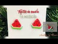 🔴DIY- Sandías en mostacillas 🍉/topitos en mostacillas/ puntada ladrillo en mostacillas