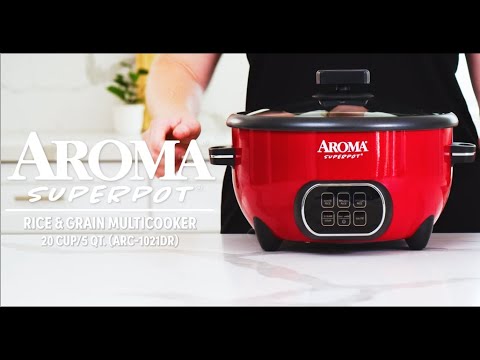 Aroma 6-Cup Pot Style Rice Cooker & Food Steamer, Red 