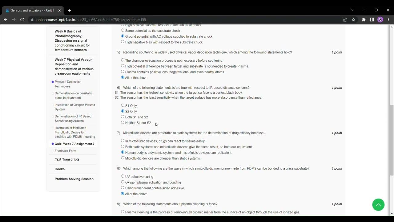 sensors and actuators nptel week 7 assignment solution 