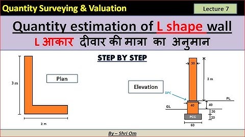 Quantity estimation of L shape wall / L आकार दीवार की मात्रा का अनुमान (Q.S lecture - 7) By Shri Om