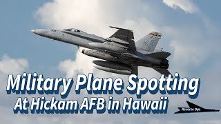 Military Plane Spotting in HAWAII - F-35C F-22A F/A-18C KC-135 C-130 - TWO REJECTED DC-10 TAKE OFFS