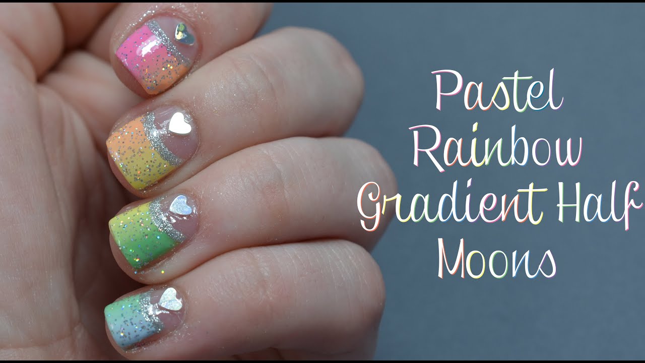 Pastel Gradient Half Moon Nail Art Tutorial