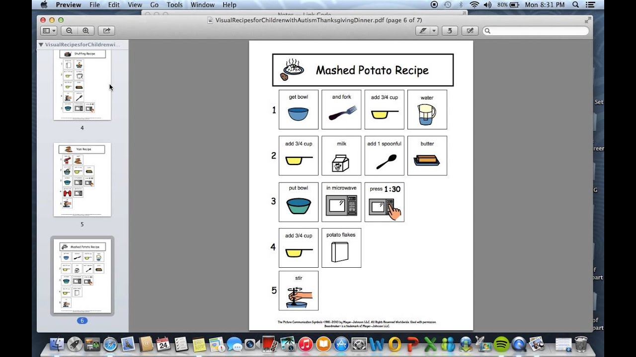 Video Product Preview for Visual Recipes for Children with Autism