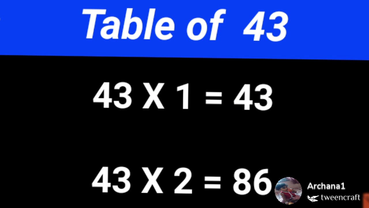 Multiplication Table of 43 and 44. - YouTube