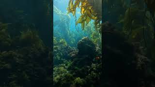 Shade under the #kelp #underwater #catalina #avalon #scubadiving #ocean #lightrays #fish #zen