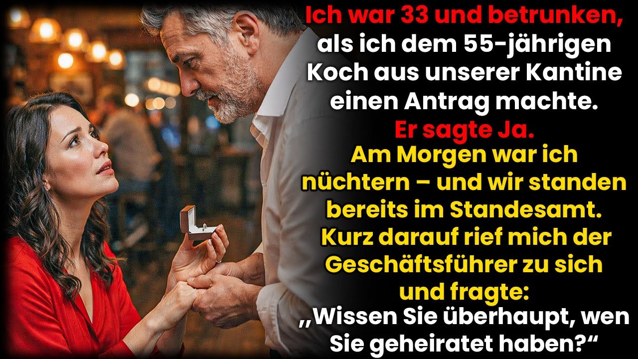 Um acht Uhr morgens heiratete ich einen Koch, den ich am Abend zuvor in einer Kneipe kennengelernt hatte. Um zehn stand ich im Büro meines Chefs – und plötzlich verstand ich nichts mehr. Lukas...