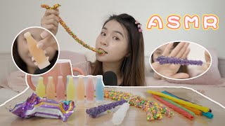 【ASMR小吃播】各種馬來西亞買不到的糖果| 彩虹繩子糖 | 蜡瓶糖果 |彩虹吸管果冻 水晶棒棒糖