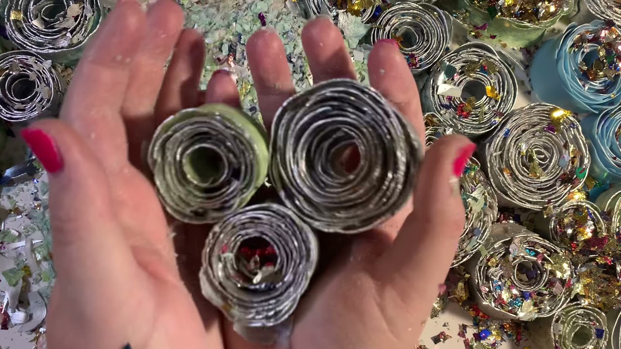 ASMR soap crunching with recycled and painted soap! Glitter boxes and roses!