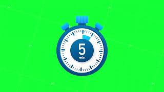 The 5 minutes, stopwatch icon. Stopwatch icon in flat style. Motion graphics.