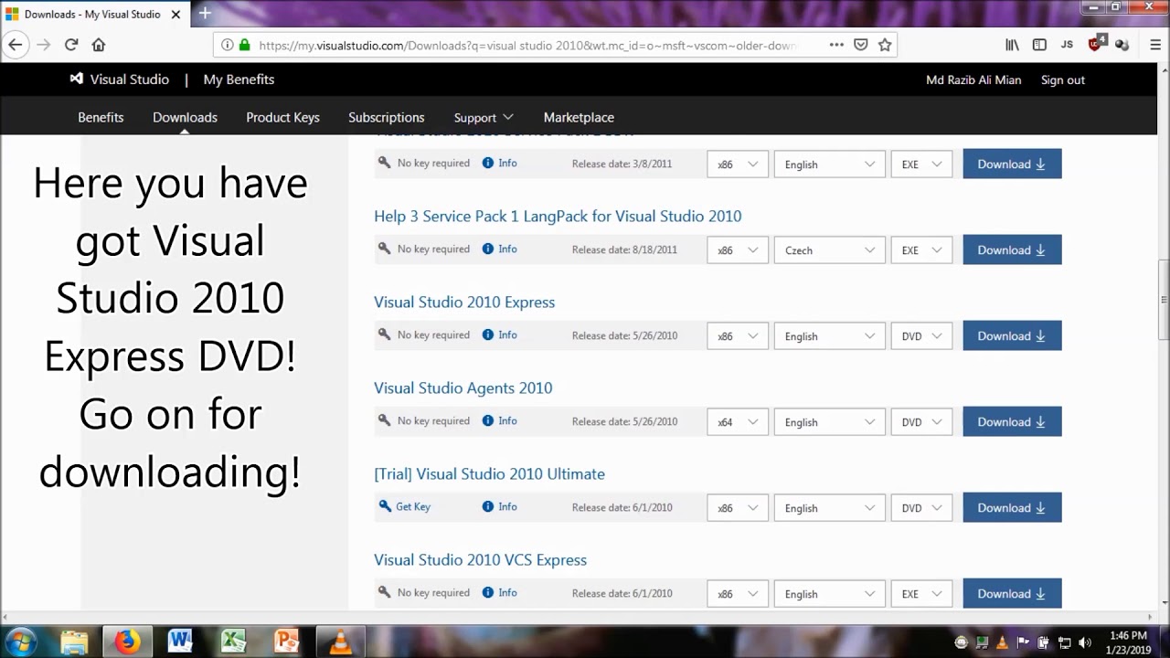 How To Download Original Visual Studio 10 Iso File From Microsoft Website Youtube
