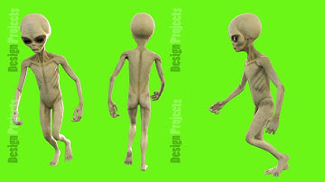 Alien running. Loopable animation on green screen. 4k.