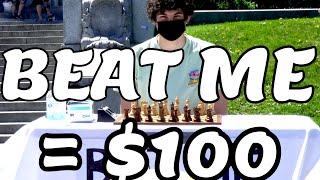Beat me at chess = 100$ // CHESS IN PUBLIC