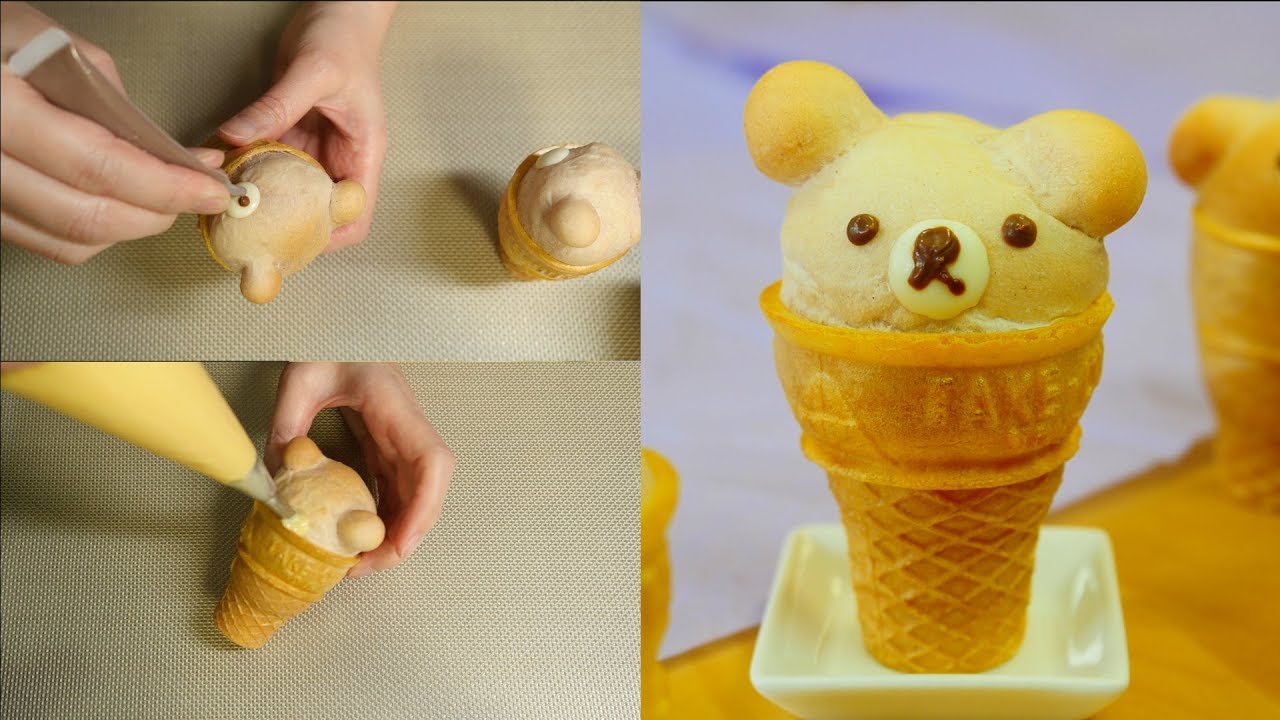 Teddy Bear Ice Cream Roll アイスクリームコーンでクマさんパン Youtube
