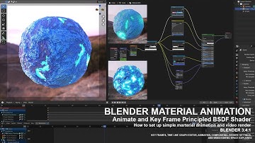 Animated Materials Blender 3.4- Principled BSDF Procedural Shader Animation Key frames & Render