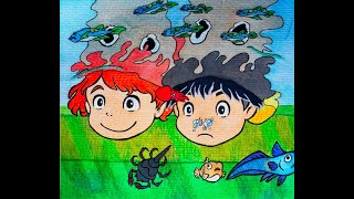 ponyo ghibli studio watercolor painting sosuke