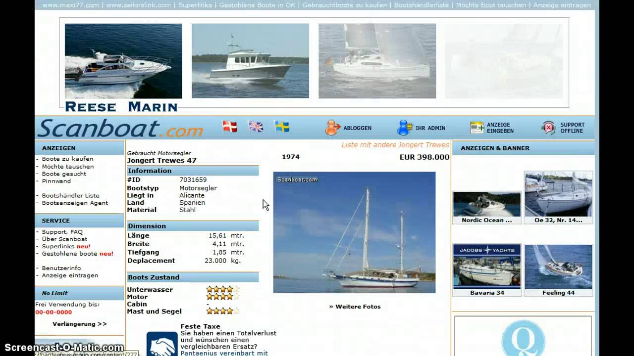 Motorsegler Jongert - Wie finde ich meine Bootsanzeige - scanboat guide