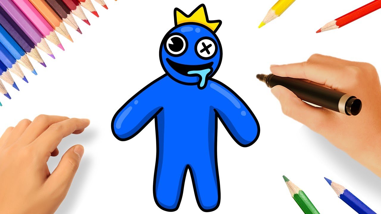 HOW TO DRAW BLUE ORIGINS from ROBLOX RAINBOW FRIENDS  como dibujar a azul  de roblox rainbow friends 