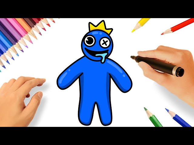 HOW TO DRAW BLUE ORIGINS from ROBLOX RAINBOW FRIENDS  como dibujar a azul  de roblox rainbow friends 