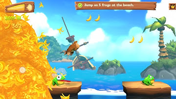 Banana Kong 2 Jump on 5 frogs at the beach (In One Run)