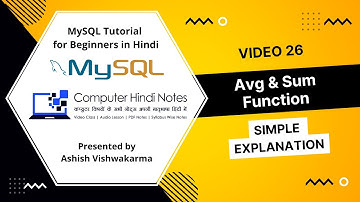 How to Find Sum and Average in MySQL | using sum and avg function in MySQL (Video 26) Hindi