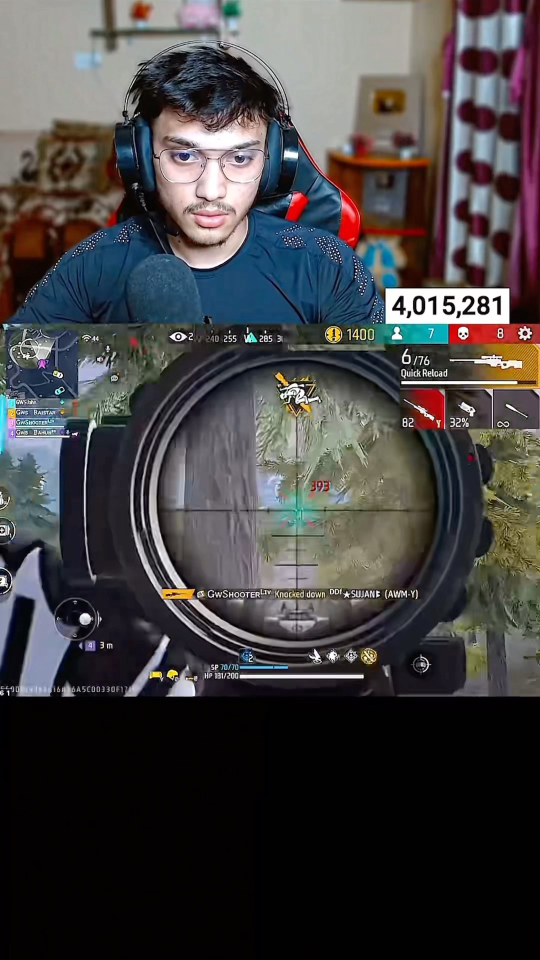 Gw shooter? with 2 Awm ☠️ Unbelievable Gameplay ? #short #shorts #gwshooter #shortsfeed