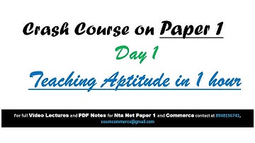 NTA NET PAPER 1 | TEACHING APTITUDE | CRASH COURSE | JUNE 2019