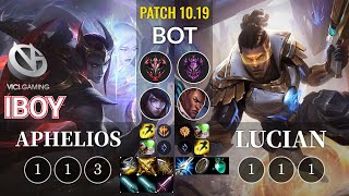 VG iBoy Aphelios vs Lucian Bot - KR Patch 10.19