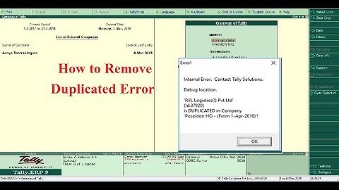 ( Live )How to Remove Duplicated Error Entry/ Debug Error in Tally.ERP 9-  (Hindi )