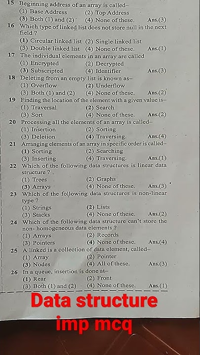 class 12 data structure/data structure important mcq/class 12 computer ...