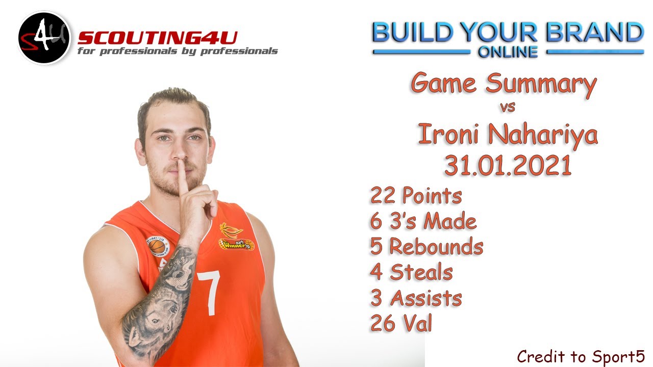 Golan Gutt Game Summary vs Ironi Nahariya 31/01/2021