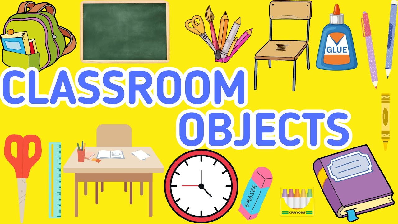 Classroom Objects in English | Things in the Classroom | Kids English ...