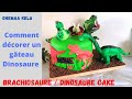 Dinosaur and brachiosaurus cake dcoration de gteau danniversaire enfant dinosaure comestible