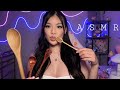 Asmr  scooping  eating your face with a wooden spoon  mouth sounds  personal attention