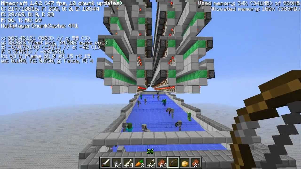 Minecraft Piston Pusher Mob Farm - YouTube