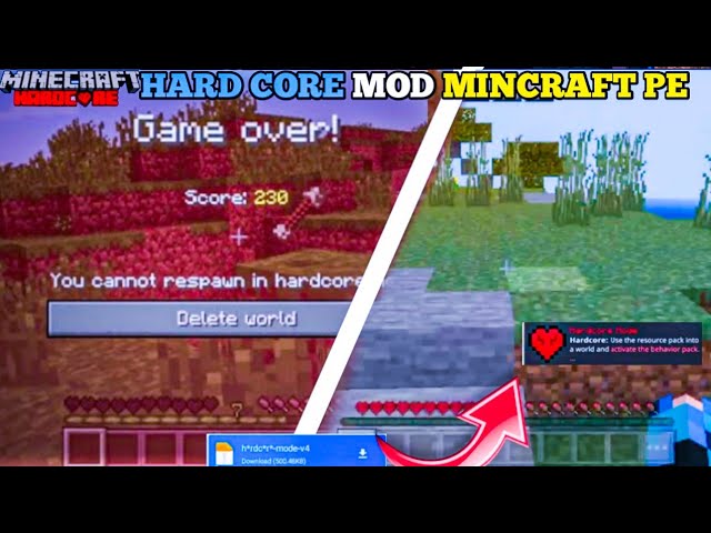 Hardcore mod for Minecraft pocket edition 1.20+