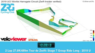 Tour de Zwift: Stage 7 Group Ride 2019 UCI Worlds Harrogate Circuit 2 Laps 28K/489m