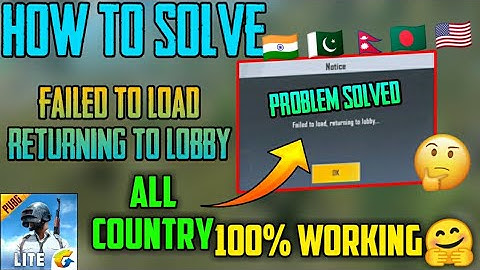 Failed to load Returning to lobby problem solved pubg mobile lite | Pubg Lite Failed to load problem