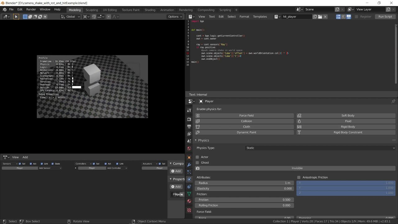 Added rotation offset to camera shake system + some examples of usage ...