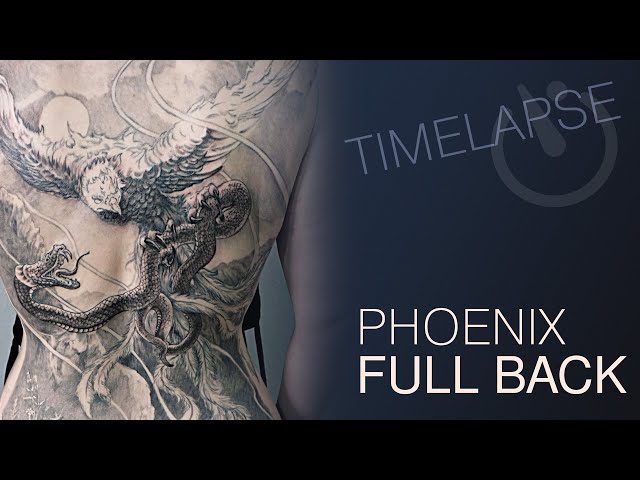 Phoenix tattoo on person's back on Craiyon