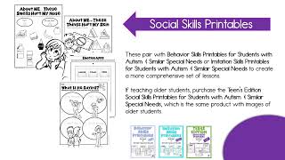 Social Skills Printables for Students with Autism Similar Special Needs