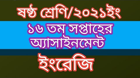 Class 6 ll English ll 16th Week ll Assignment Solution.